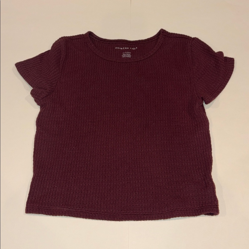 American Eagle Outfitters Ribbed Crop Top - Dark Purple